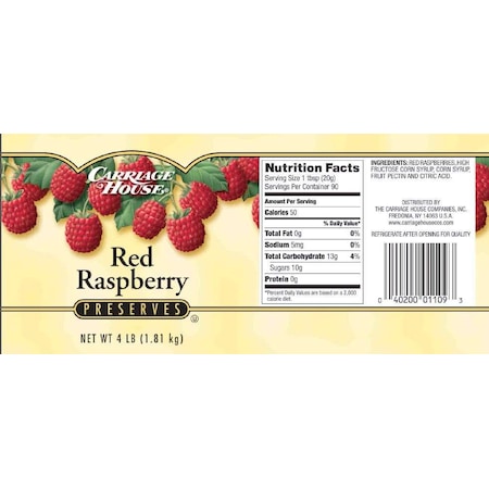 Carriage House Carriage House Red Raspberry Preserves 4lbs, PK6 48T135T4223